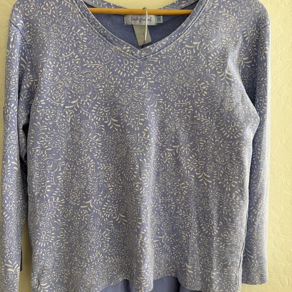 Fresh Produce XL Pajama Lounge Set Purple Floral V Neck Top Purple Crop Bottom - Picture 2 of 10